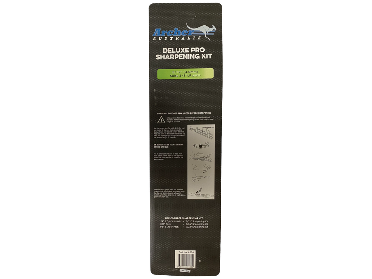 Archer Chainsaw Chain Sharpening Kit 5/32" (4.0mm) for 3/8LP Pitch Cha