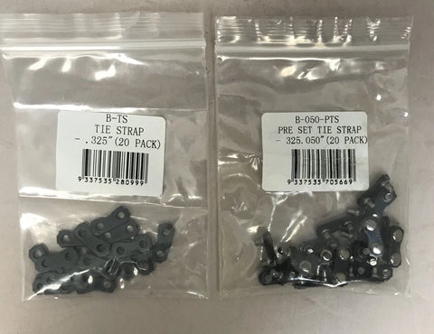 (40) Archer (20) .325-050 PRE-SET TIE STRAPS & (20) .325 TIE STRAP REPAIR LINKS