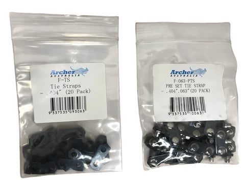 (40) Archer (20) .404-063 PRE-SET TIE STRAPS & (20) .404 TIE STRAPS REPAIR LINK