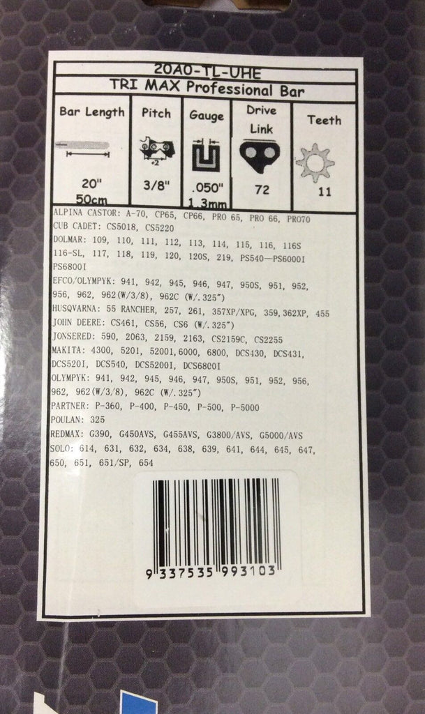 20" Tsumura Guide Bar 3/8-050-72dl Makita Husqvarna Jonsered - Foto 5