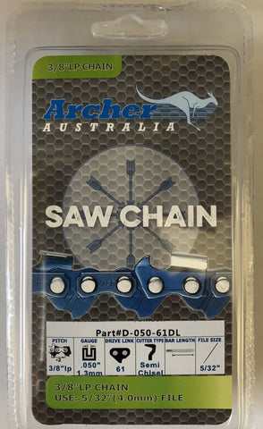 18" Archer Chainsaw chain 3/8LP .050 61DL replace Stihl 63PM3 61 Oregon 91PX061G