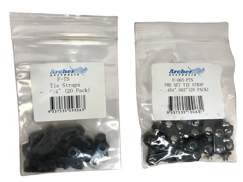(40) Archer (20) .404-063 PRE-SET TIE STRAPS & (20) .404 TIE STRAPS REPAIR LINK