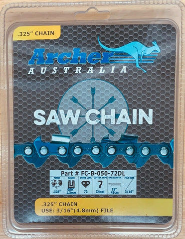 18" Chainsaw Saw Chain Blade Husqvarna Full Chisel .325 Pitch .050 Guage 72DL