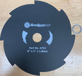 8" Archer Brushcutter Trimmer Grass Weed Blade 8 TOOTH 1" Arbor 20mm 1.8mm