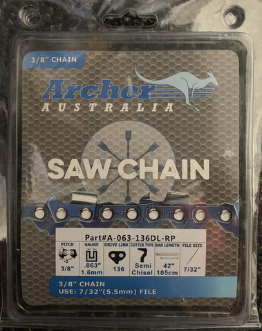 42" Archer Ripping Chainsaw Chain 3/8-063-136DL replaces 75RD136G A3EP-RP-136E