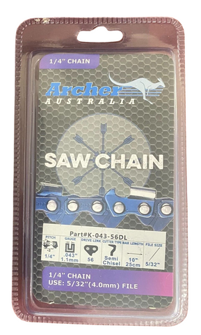 10" Archer Chainsaw Chain 1/4"- .043-56DL