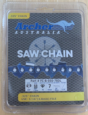 20" Archer Full Chisel Chain Loop .325-050-78DL
