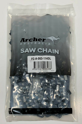 36" Archer Chainsaw Chain 3/8" pitch FULL CHISEL .063 Gauge 114 DL drive links