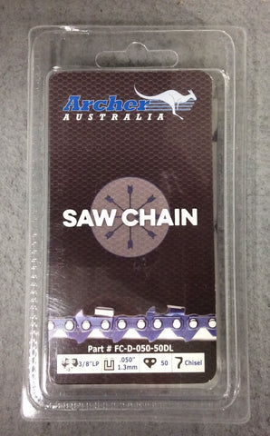 14" Archer Chainsaw Chain 3/8LP pitch FULL CHISEL .050 Gauge 50 DL drive links