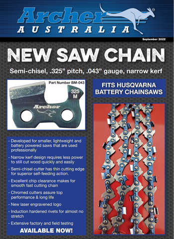 14" Archer Chain .325-.043-59DL replaces Husqvarna X-CUT SP21G & Oregon 80TXL