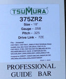 18" TsuMura Guide Bar .325-058-72DL repl. Jonsered 2050 Husqvarna 345 188RNBK095