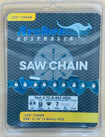 18" Chainsaw Chisel Saw Chain Blade MS251 MS251C .325-.063-68DL Replaces 26RM368