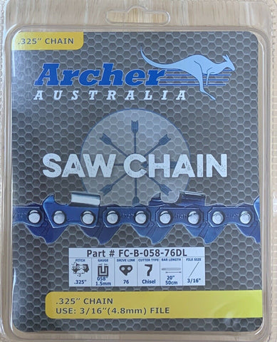 20" Chainsaw Chain .325 .058 76DL X-BULL Baumr-AG SX62 FULL CHISEL 21LPX076G